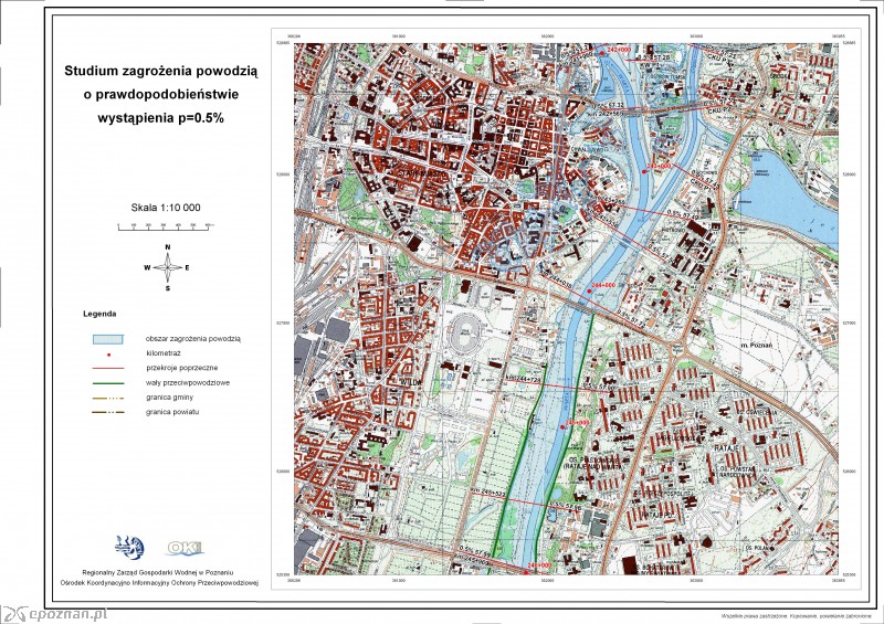 Studium zagrożenia powodziowego dla Poznania przy poziomie wody w Warcie przekraczającym 8 metrów | fot. RZGW w Poznaniu